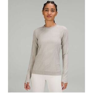 Lululemon Rest Less Pullover 4 Ribbed Gray White